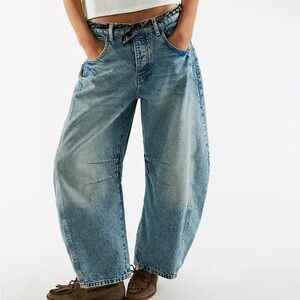 We The Free Good Luck Mid-Rise Barrel Jeans